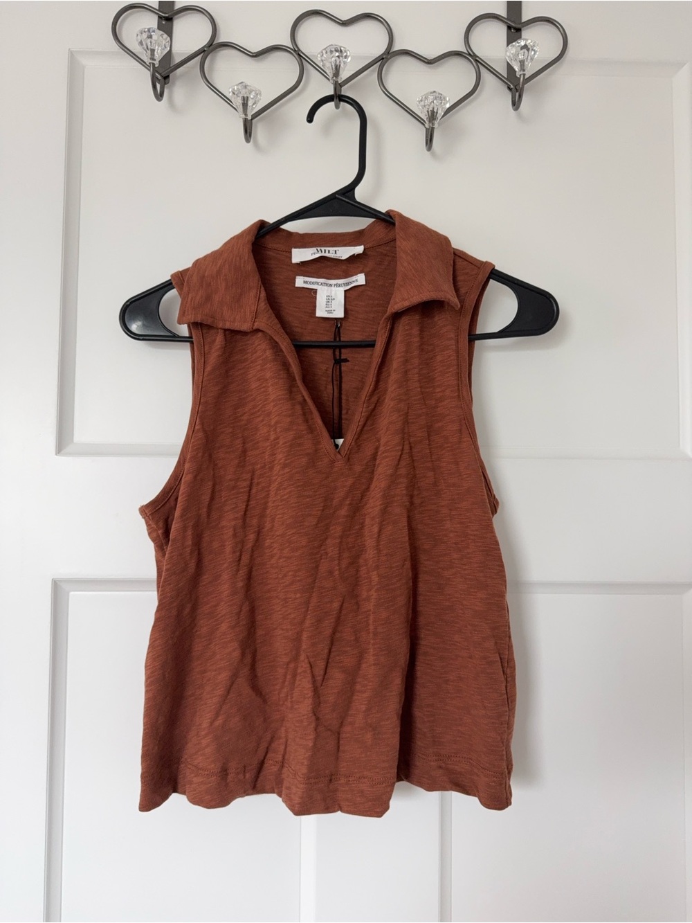Wilt Rust Brown Sleeveless Polo Tank